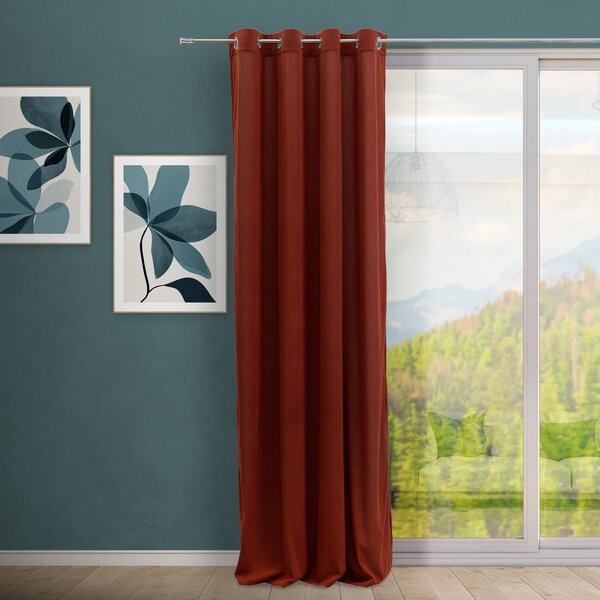 Завеса от рипсено кадифе в теракотен цвят 140x260 cm Merely – Casa Selección