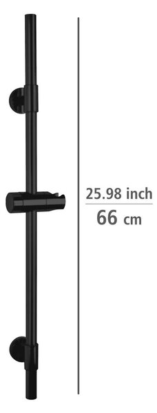 Черен душ прът за стена от неръждаема стомана 66 cm Basic - Wenko
