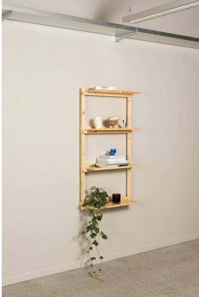 Стенна библиотека от масивен бор в естествен цвят 66x127 cm Groove – Karup Design