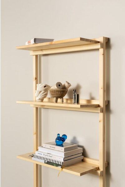 Стенна библиотека от масивен бор в естествен цвят 66x127 cm Groove – Karup Design