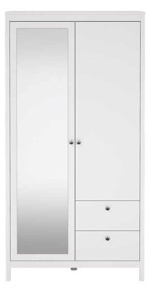 Бял гардероб с огледало 102x199x58 cm Madrid – Tvilum
