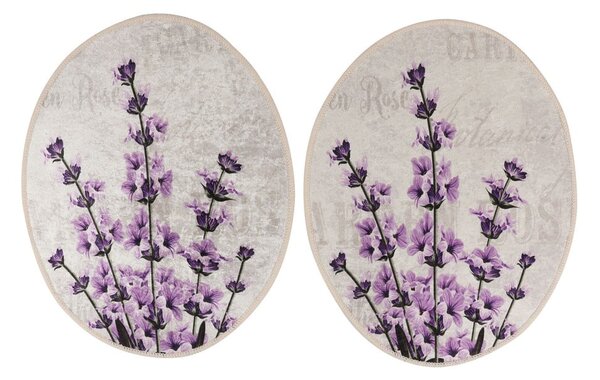Лилави-бежови килими за баня в комплект от 3 бр. 60x100 cm Lavender – Foutastic