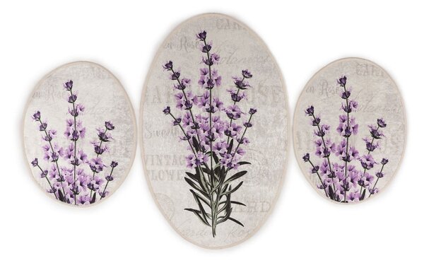 Лилави-бежови килими за баня в комплект от 3 бр. 60x100 cm Lavender – Foutastic