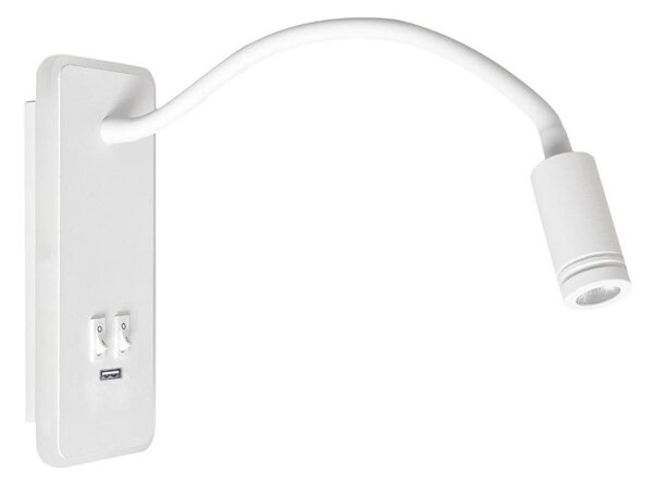 LED Гъвкава настенна лампа с USB BASE LED/8W+LED/2W/230V бяла