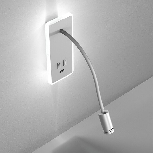 LED Гъвкава настенна лампа с USB BASE LED/8W+LED/2W/230V бяла