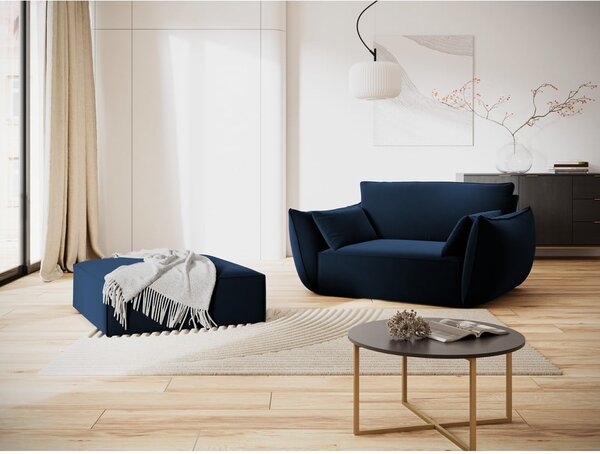 Тъмносиня кадифена табуретка Vanda – Mazzini Sofas