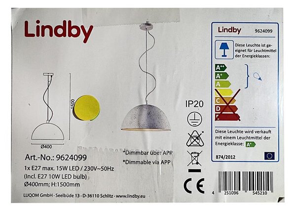 Lindby - LED RGB Димируем пендел CAROLLE LED/10W/230V