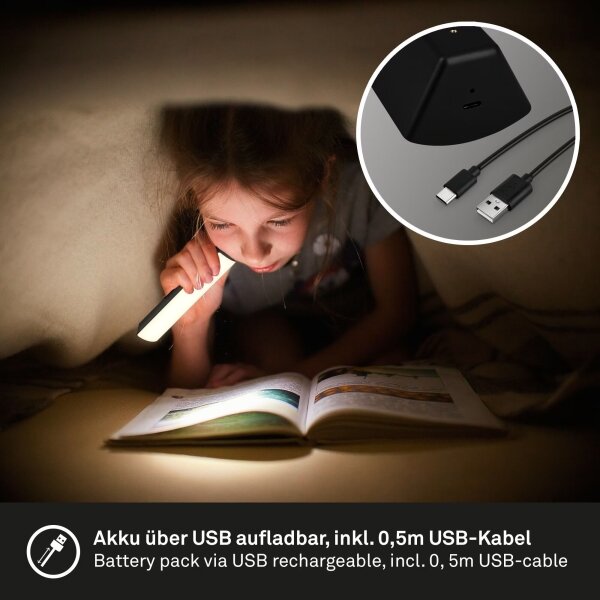 Briloner 7474-015 - LED външна настолна лампа, 7W, 5V, 3000K, черна
