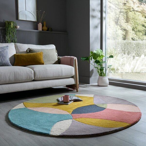 Ръчно изработен вълнен кръгъл килим ø 160 cm Glow Multi – Flair Rugs