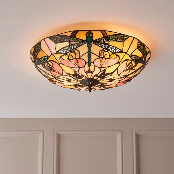 Endon 63922 - Таванно осветително тяло Tiffany ASHTON 2xE27/60W/230V, диаметър 45 см