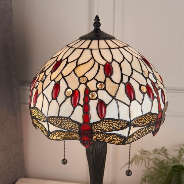 Endon 64086 - Настолна лампа Tiffany DRAGONFLY 2xE27/60W/230V Ø 30 см