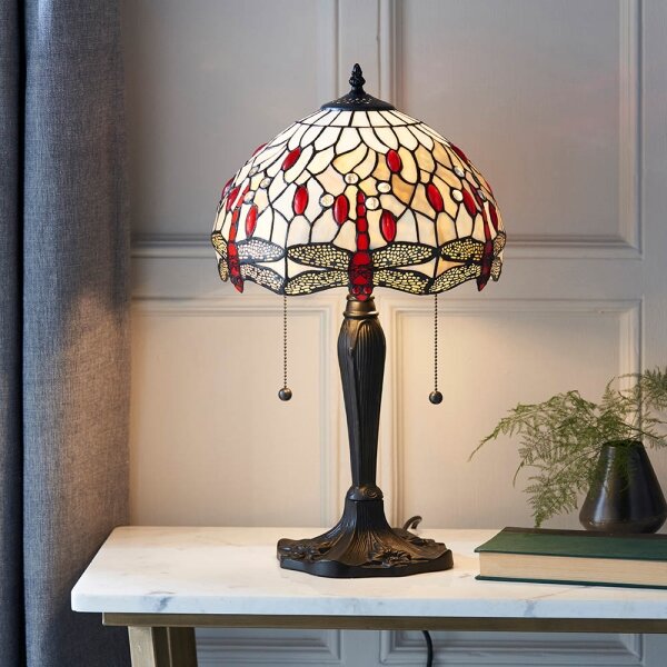 Endon 64086 - Настолна лампа Tiffany DRAGONFLY 2xE27/60W/230V Ø 30 см