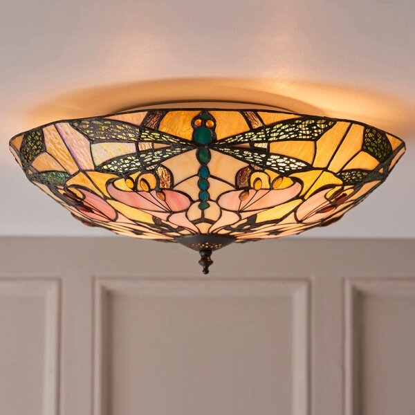 Endon 63922 - Таванно осветително тяло Tiffany ASHTON 2xE27/60W/230V, диаметър 45 см