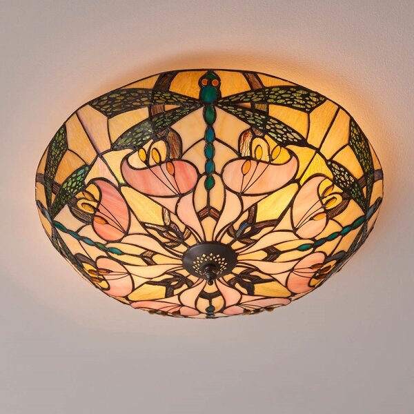 Endon 63922 - Таванно осветително тяло Tiffany ASHTON 2xE27/60W/230V, диаметър 45 см