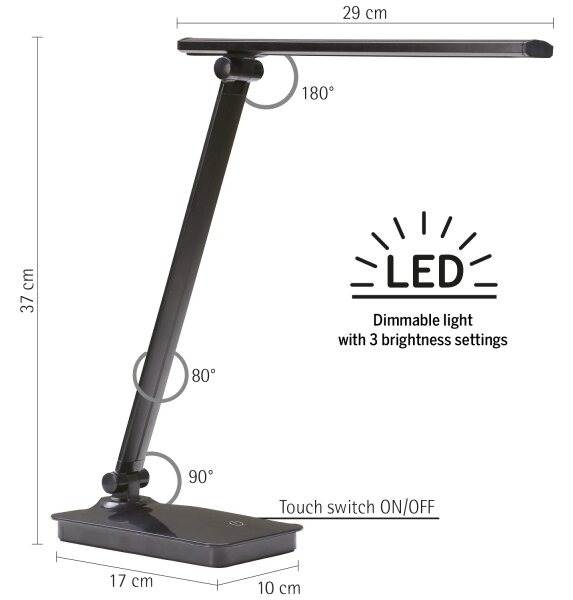 ONLI - LED Димируема настолна лампа с USB порт DESKI LED/7W/230V 4000K черен