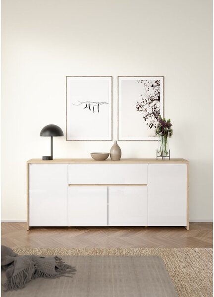 Скрин от дъбов декор в бял и естествен цвят 197x84x48 cm Next – Tvilum