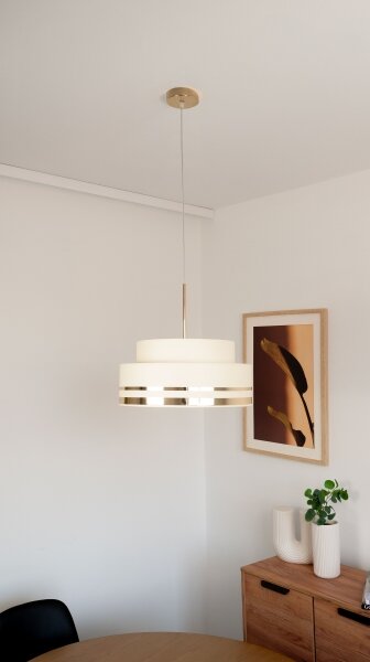 Пендел TAMI 1xE27/60W/230V Ø 40 см бежов/златист