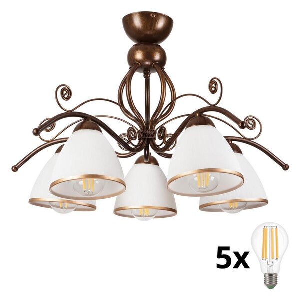 Brilagi - LED Полилей за повърхностен монтаж ANTICO 5xE27/60W/230V бронзова патина