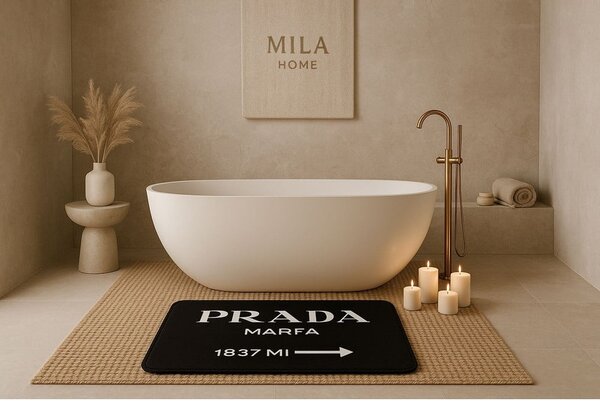 Черни кадифени килими за баня в комплект 2 бр. 60x100 cm Prada – Mila Home