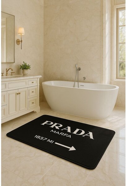 Черни кадифени килими за баня в комплект 2 бр. 60x100 cm Prada – Mila Home