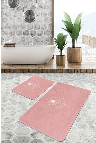 Розови кадифени постелки за баня в комплект от 2 бр. 60x100 cm – Mila Home