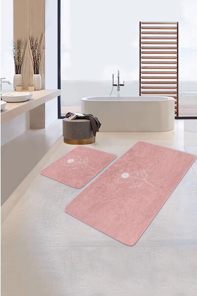 Розови кадифени постелки за баня в комплект от 2 бр. 60x100 cm – Mila Home