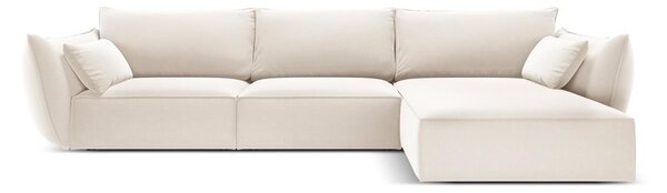 Бежов кадифен ъглов диван (десен ъгъл) Vanda – Mazzini Sofas