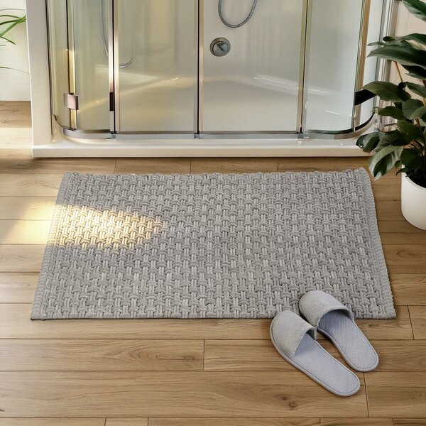 Сив текстилен килим за баня 50x80 cm Ecoli – Wenko