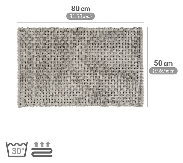 Сив текстилен килим за баня 50x80 cm Ecoli – Wenko