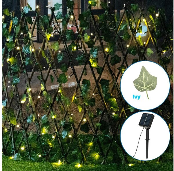 Aigostar - LED соларен гирлянд 102xLED/2x0,7m IP65 топла бяла ivy