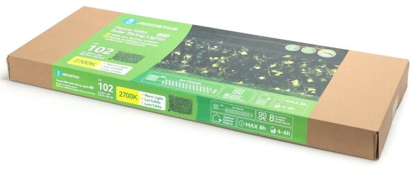 Aigostar - LED соларен гирлянд 102xLED/2x0,7m IP65 топла бяла ivy