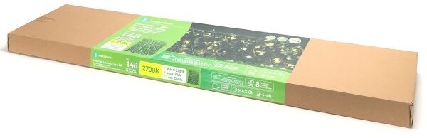 Aigostar - LED соларен гирлянд 148xLED/2x1,2m IP65 топла бяла ivy
