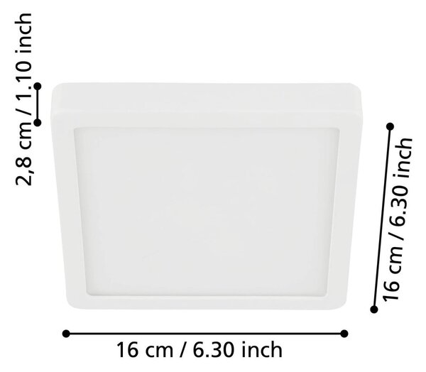Бяло LED осветително тяло за таван 16x16 cm FUEVA 5 – EGLO