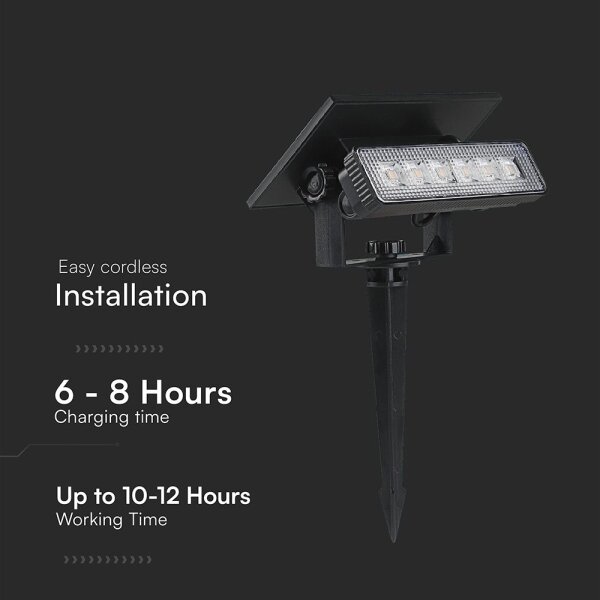 LED соларна лампа LED/0,9W/3,7V 3000K IP65 1200 mAh черна