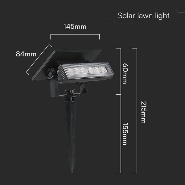 LED соларна лампа LED/0,9W/3,7V 3000K IP65 1200 mAh черна