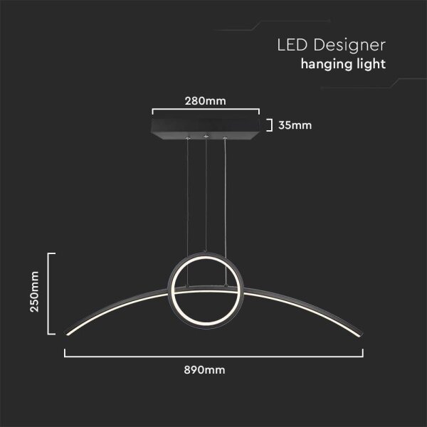 LED Пендел LED/30W/230V 4000K 88 см черен