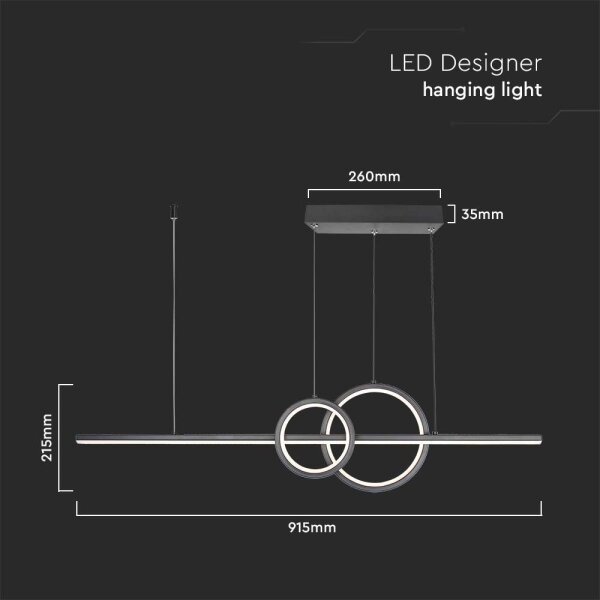 LED Пендел LED/15W/230V 4000K 80 см черен