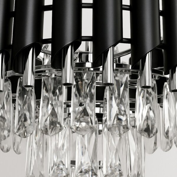 Полилей на верига CRISTAL 5xE14/10W/230V черен/матов хром