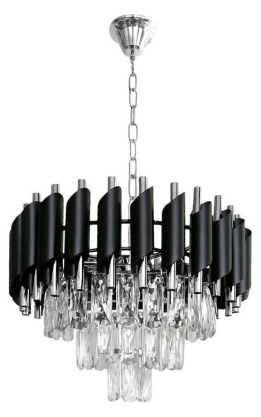 Полилей на верига CRISTAL 5xE14/10W/230V черен/матов хром