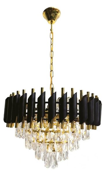 Полилей на верига CRISTAL 7xE14/10W/230V черен/златист