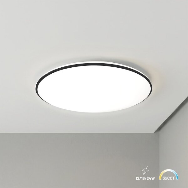 LED таванно осветително тяло HUGO LED/12/18/24W/230V 3000/4000/6500K Ø 30 см IP54 черно