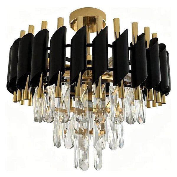 Плафонен полилей CRISTAL 5xE14/10W/230V черен/златен