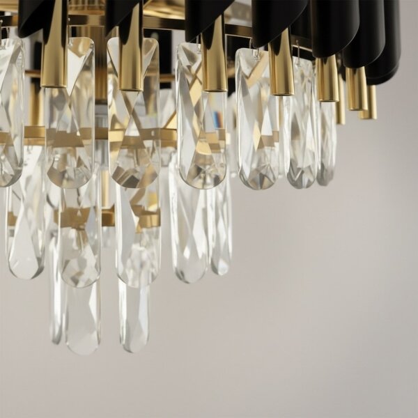 Полилей на верига CRISTAL 7xE14/10W/230V черен/златист