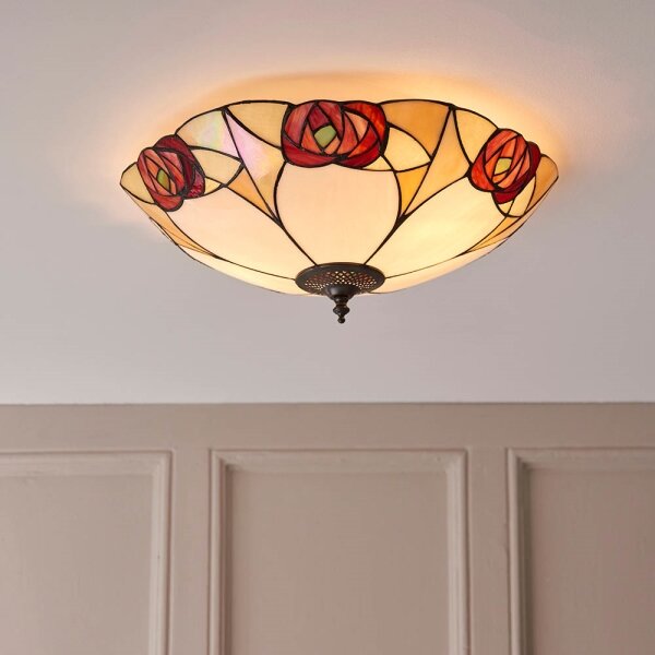 Endon 64182 - Таванно осветително тяло Tiffany INGRAM 2xE27/60W/230V, диаметър 45 см