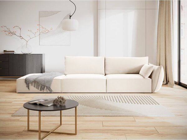 Бежов кадифен диван десен ъгъл 264 cm Vanda – Mazzini Sofas