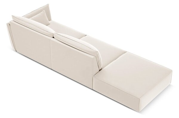Бежов кадифен диван десен ъгъл 264 cm Vanda – Mazzini Sofas