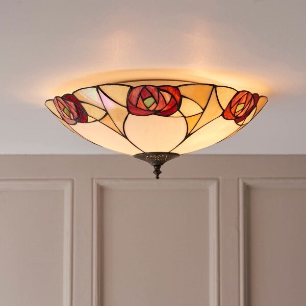 Endon 64182 - Таванно осветително тяло Tiffany INGRAM 2xE27/60W/230V, диаметър 45 см
