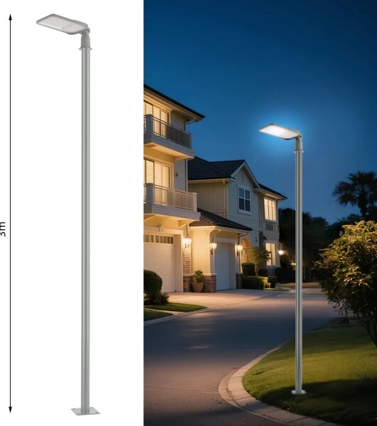 Brilagi-LED Външна лампа със стълб и кабел 3 m URBANLIGHT LED/100W/230V, сива, IP65