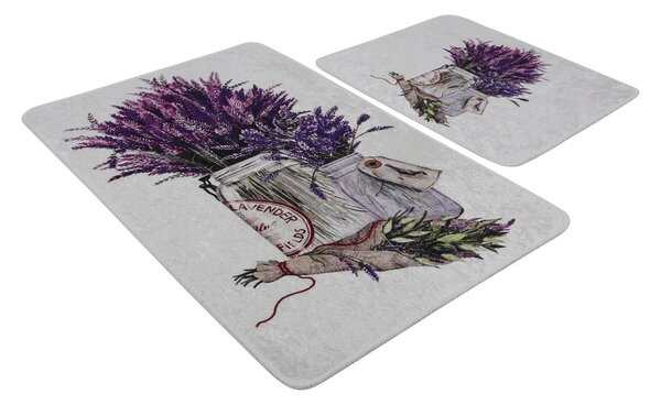 Лилави-светлосиви килими за баня в комплект от 2 бр. 60x100 cm Purpura – Foutastic