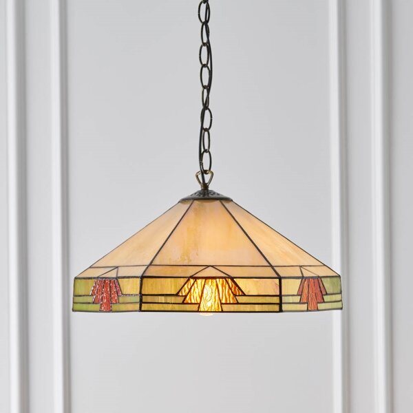 Endon 64285 - Полилей с верига Tiffany NEVADA 1xE27/60W/230V с диаметър 35 см
